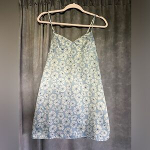 Satin baby blue with floral print mini dress from Tillys. Size RSQ brand size S